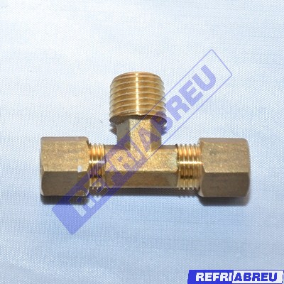 TEE BRONCE COMBINADA 1/4 P X 1/4 P X 1/4 MACHO NPT