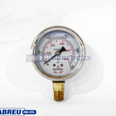 RELOJ MANOMETRO GLISERINA 0-1,500 PSI DIAMETRO 2-1/2 PULGADAS MONTURA LATERAL