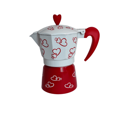 GRECA GENERICA 03 TAZAS BLANCA & ROJA CORAZONES