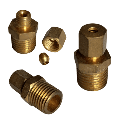 CONECTOR BRONCE 1/4 MACHO NPT X 1/8 COMPRESION