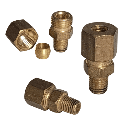 CONECTOR BRONCE 1/16 MACHO NPT X 1/4 COMPRESION