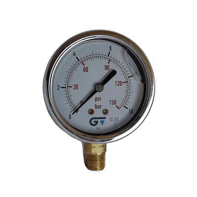 RELOJ MANOMETRO GLISERINA 0-150 PSI 1/4 MACHO NPT MONTURA LATERAL GENEBRE