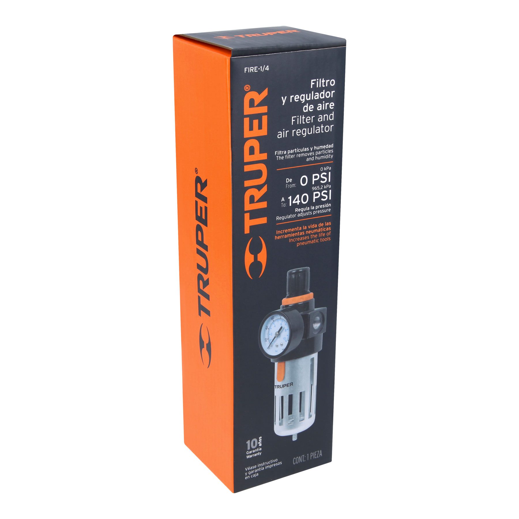 FILTRO REGULADOR AIRE 140 PSI MANOMETRO 1/4 HEMBRA NPT - Imagen 3