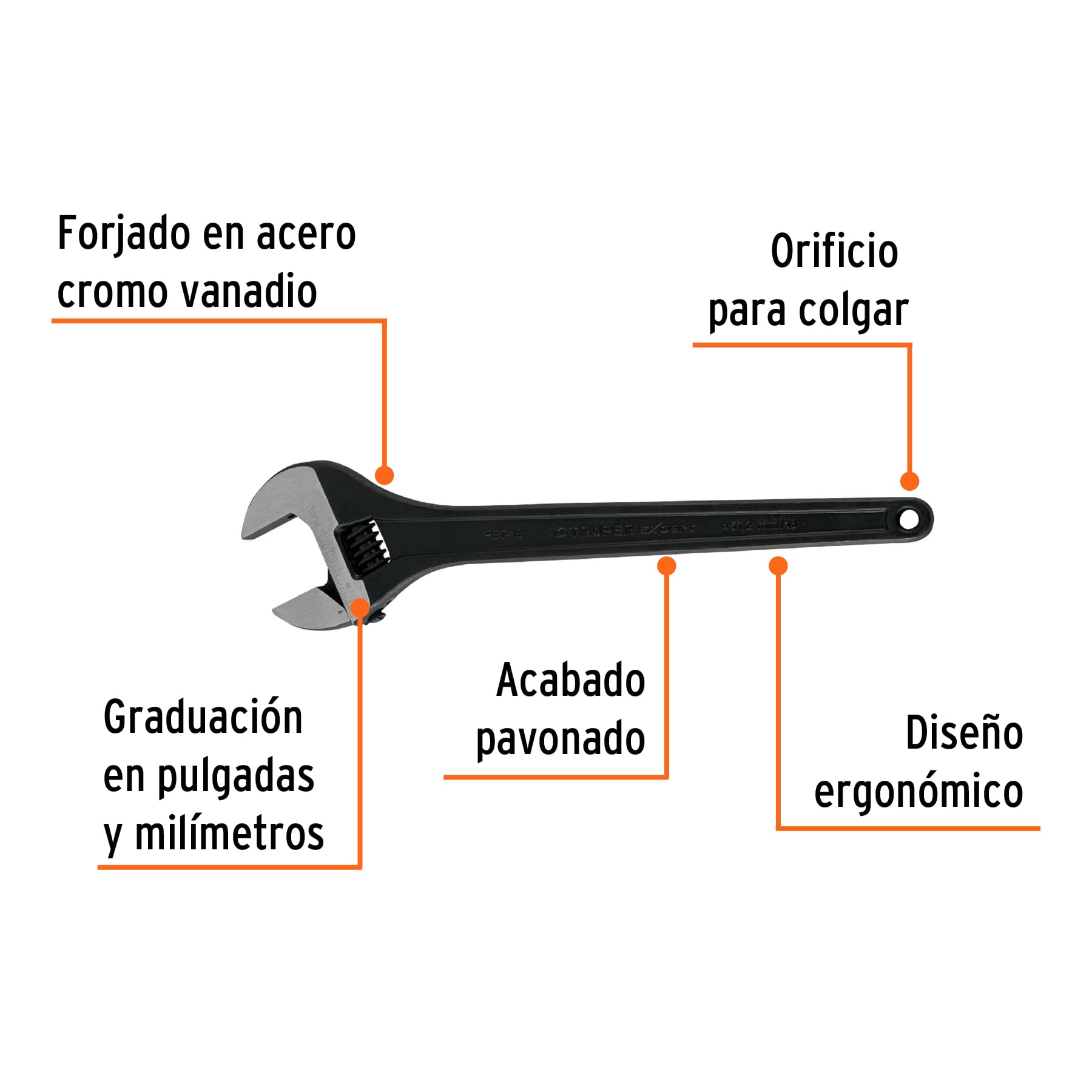 LLAVE AJUSTABLE TRUPER NO. 18 PROFESIONAL - Imagen 2