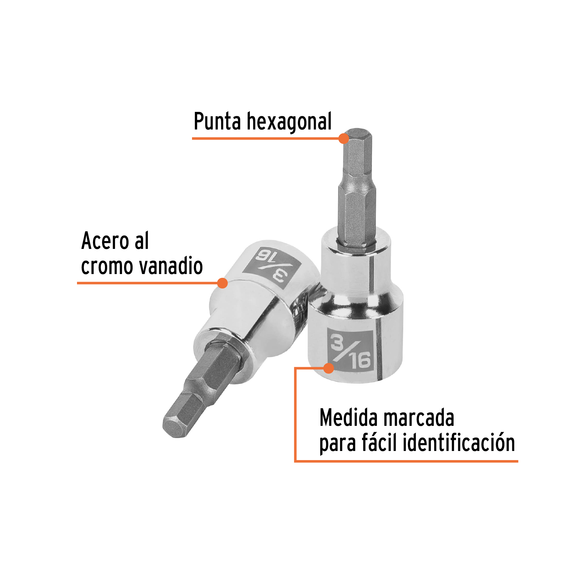 CUBO CROMADO 3/8 X 3/16 TIPO ALLEN - Imagen 2