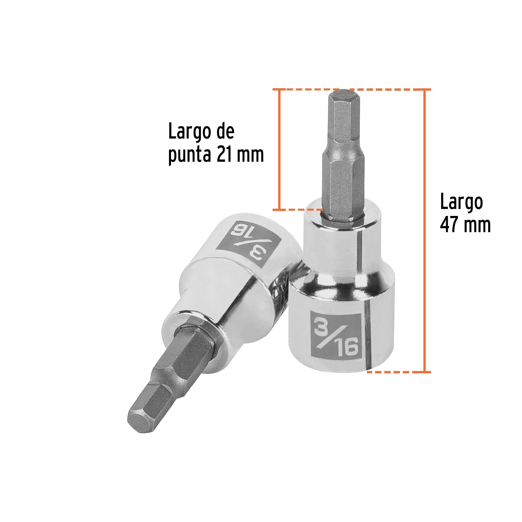 CUBO CROMADO 3/8 X 3/16 TIPO ALLEN - Imagen 3