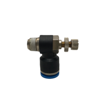 CODO PLASTICO 1/4 M/NPT NIQUELADO X 3/8 A.R. CON CONTROL PSI