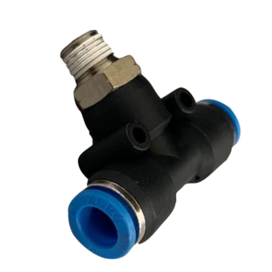 TEE PLASTICA COMBINADA 5/16 ACOPLE RAPIDO X 5/16 ACOPLE RAPIDO X 1/8 M/NPT (8 MM) - Imagen 2