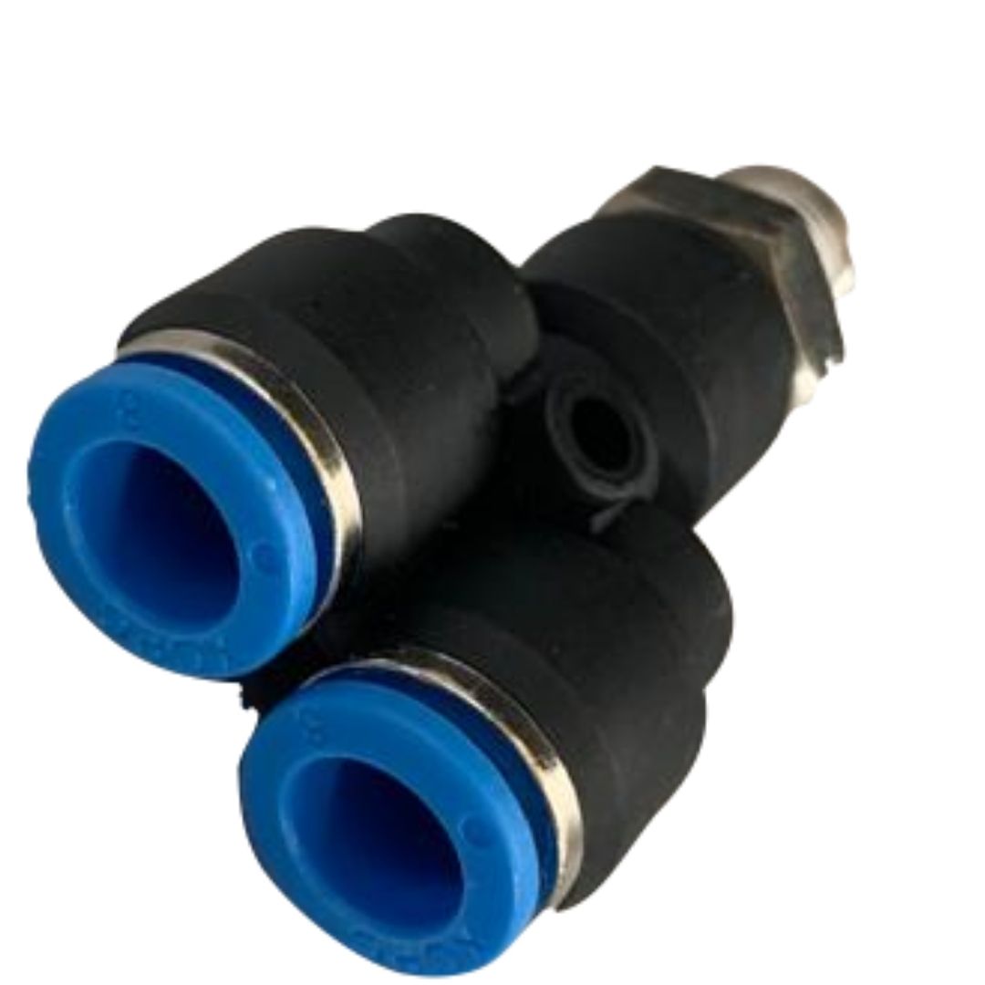 YEE PLASTICA COMBINADA 5/16 ACOPLE RAPIDO X 5/16 ACOPLE RAPIDO X 1/8 M/NPT (8 MM) - Imagen 2