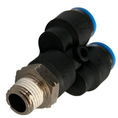 YEE PLASTICA COMBINADA 5/16 ACOPLE RAPIDO X 5/16 ACOPLE RAPIDO X 1/8 M/NPT (8 MM)