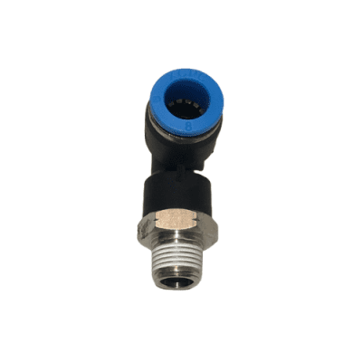 CODO PLASTICO 1/8 M/NPT NIQUELADO X 5/16 (8 MILIMETROS) ACOPLE RAPIDO
