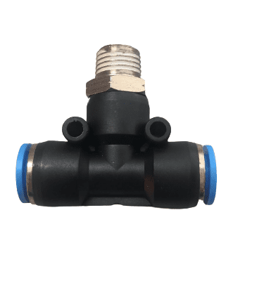 TEE PLASTICO COMBINADA 3/8 A.R. X 3/8 A.R. X 1/4 M/NPT