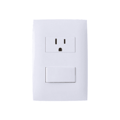 TOMA CORRIENTE SENCILLO INTERRUPTOR 10 AMPERES 110 CV BLANCO LEVINTON