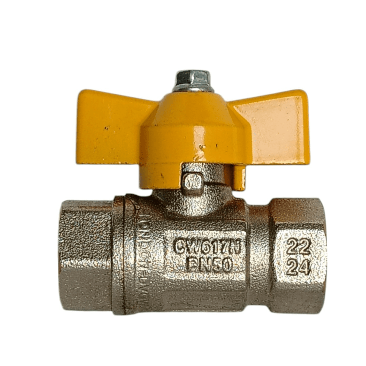 LLAVE PASO BOLA NO.68 3/8 H/NPT PALANCA MARIPOSA AMARILLA - Imagen 2